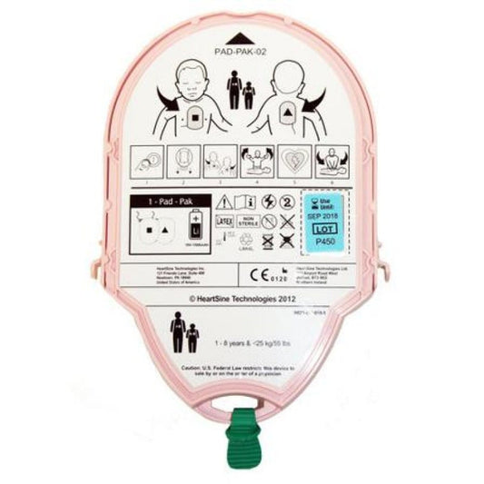 HeartSine Samaritan Pediatric AED Electrode Pads/Battery Pack-Pak, 1 pair