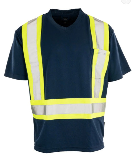 Forcefield Hi Vis V-Neck Short Sleeve Safety Tee Shirt