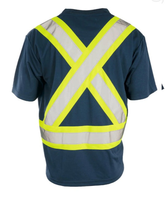 Forcefield Hi Vis V-Neck Short Sleeve Safety Tee Shirt